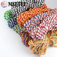 10/30Meter Meetee 5mm Colored Cotton 3 Shares Twisted Cords DIY Macrame Rope for Bag Belt Cord Ropes Sewing Accessories