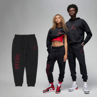 Nike 長褲 Jordan Essentials Holiday 男女款 黑 紅 保暖 抽繩 喬丹 棉褲 FD7468-010