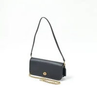 Tas COACH DINKY GHW LEATHER BLACK SHOULDER BAG WITH CHAIN 100% ORIGINAL Size 24X4X9CM