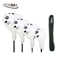 POSMA 高爾夫球桿套 白色款 四入組 附黑色長桿包 CC150WHT SET A