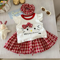 0-5YKids Girls Sando Short-sleeved Suits Girls OOTD Tanks Tops+Shorts Outfits Pajama Set Two-piece S