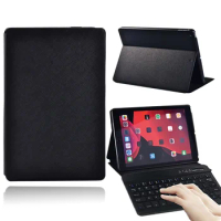 For Apple IPad (2019 7th Gen/2020 8th Gen) 10.2" Waterproof Black Tablet Case PU Leather Stand Cover Case + Bluetooth Keyboard