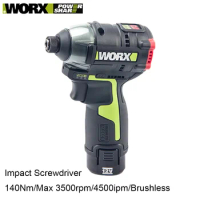 Worx Cordless Impact Screwdriver Rechargeable Brushless Motor WU132 12v 140Nm 3300rpm 3 Speed Adjustable Univeral Battery Pack