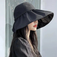 2021 New Korean fashion women summer sun visor wide-brimmed hat beach hat adjustable UV protection female cap packable