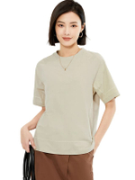 เสื้อยืดแขนสั้นผู้หญิง Online Exclusive Ice Cooling Quick Dry T-Shirt สีกากี Apricot