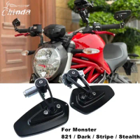 For Ducati Monster 821 Dark Monster 821 Stripe Monster 821 Stealth 2013-2020+ Motorcycle Mirror CNC Aluminium Handlebar Mirror