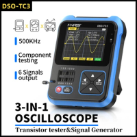 FNIRSI Digital Oscilloscope DSO-TC3 Transistor Tester Function Signal Generator 3 in 1 Multifunction Electronic Component Tester