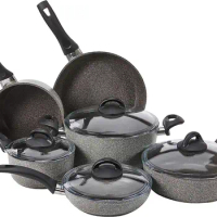 BALLARINI Parma by HENCKELS 10-pc Nonstick Pot and Pan Set, Made in Italy, Set includes fry pans, saucepans, sauté pan and Dutch