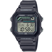 【CASIO 卡西歐】方形簡約潮流數位電子腕錶/深灰(WS-1600H-8A)