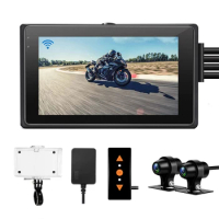 VSYSTO Motorcycle Dash Camera 3.0 Inch Front and Rear View 1080P FHD WiFi Motorbike Camera with Waterproof Box