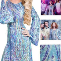 Halloween Costume Hippie Disco for Women's Costume 70's Sequin Stamped Headband Dress Fashion Stage Performance Costumes 2024