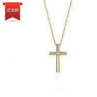 二手品 Tiffany&amp;Co. 十字架鑲單鑽18K黃金項鍊