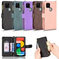 Luxury Zipper Wallet Flip Multi-card slot Leather Case For Google Pixel 5 Pixel5 Magnetic Card Phone Bags Cover 6.0"