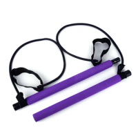 Yoga Pilates Bar Kit Exercise Resistance Band Muscle Training Bar Pilates Stick Portable For Home Travel Workout