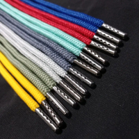Tali Celana Training Bulat Poliester 6mm Aglet Black Nickle - Tali Bulat Poliester Rajut Berbagai Wa