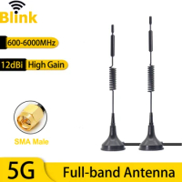 5G Full Band Antenna 12dBi GSM/3G/4G/5G Mobile Network Signal Booster Amplifier Magnetic Base SMA Male for Wifi Router Modem