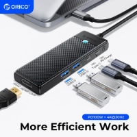 ORICO USB C HUB Type-C Docking Station to HDMI-com USB 3.0 Adapter 4K30Hz PD100W Card Read Splitter for MacBook iPad Pro Huawei