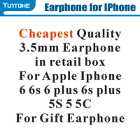 100pcs/lot Hot! Cheapest White Earphone With Remote &amp; Mic For apple IPhone 6 6s 6G Plus 5 S55G in Retail box For Gift