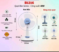 Quạt Senko Để Bàn Tiện Lợi Cao Cấp B1216-Giao Màu Ngẫu Nhiên [Chính Hãng]