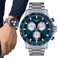 TISSOT天梭 官方授權 SUPERSPORT 三眼計時腕錶 母親節 禮物 45.5mm/T1256171104100