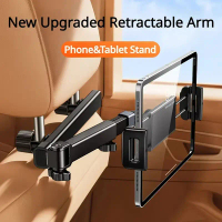 Telescopic Car Rear Pillow Phone Holder Tablet Rotating Car Seat Rear Stand Headrest Bracket Car Hea