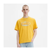 【LEVIS 官方旗艦】Silver Tab銀標系列 男款 寬鬆版短袖T恤 / 復古點唱機Logo 芥末黃 熱賣單品 16143-1004