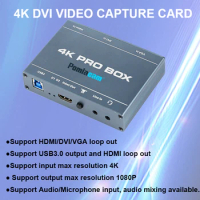 Easy-to-Use plug and play 4K PRO BOX DVI HDMI VGA to USB3.0 Capture Card with 1080P 60fps Output HD video capture device