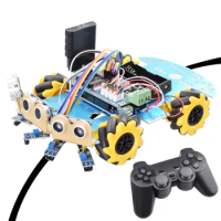 Line Tracking Obstacle Avoidance Mecanum Wheel Robot for Arduino Starter Kit Smart Car with PS2 RC Robotics Educational STEM Toy