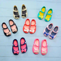 New Mini Girls sandals Butterfly Jelly Shoes Butterfly Knot Shoes Crystal Jelly Sandals Children Shoes Fish Head Shoes