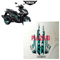stiker striping lis body motor yamaha aerox vva 155 2023 full hitam-tosca