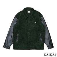 【KAI KAI】羊毛混紡拼色棒球夾克(男款/女款 羊毛夾克外套 拼接皮袖棒球外套)
