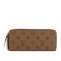 【Louis Vuitton】Monogram CLEMENCE雙色ㄇ型拉鍊長夾(棕色) M82336