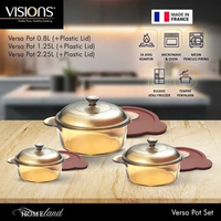 VISIONS Set Casserole Sauce Pan Kaca Pyroceram Tahan Panas & Dingin Multifungsi Made in France Skill