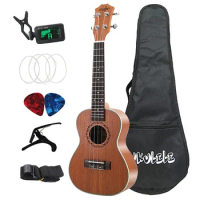 Concert Ukulele Kits 23 Inch 4 Strings Hawaiian Mini Guitar with Bag Tuner Capo Strap Stings Picks Musical Instrument