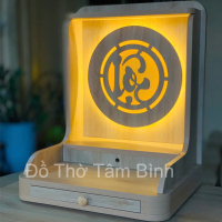 Ban thờ THẦN TÀI-THỔ ĐỊA led hào quang chữ LỘC , chất liệu gỗ MDF kích thước ngang x cao x sâu:48x60