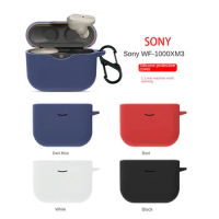 For Sony WF-1000XM3 Protective Case Solid Color Silicone Soft Case Shockproof Case Sony WF-1000XM3 Cover with Hook