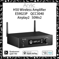 Arylic H50 Airplay2 Wireless 50Wx2 Stereo HiFi Stereo Amplifier ES9023P Sabre DAC QCC3040 Bluetooth 5.2 aptX HD Works with Alexa