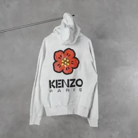 Hoodie KENZO PARIS BOKE POCKET BACK RED GREY HOODIE 100% ORIGINAL Size M