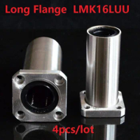 4pcs/lot LMK16LUU 16mm 16*28*70mm long type square Flange linear ball bearings bushing for 3d printer CNC 16x28x70mm