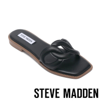 【STEVE MADDEN】STASH 皮革簍空平底拖鞋(黑色)