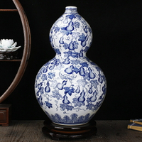 景德鎮陶瓷葫蘆大花瓶擺件客廳干花中式仿古瓷器青花瓷家居裝飾品