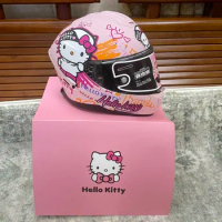 Sanrio Hello Kitty Motorcycle Helmet Full Face Racing Helmets Offroad Motorcycle Helmet Motorbike Kawaii Helmets Gift