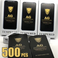 500pcs AG Tempered Glass OG Film Full Cover Screen Protector Premium For iPhone 15 Pro Max 14 Plus 13 Mini 12 11 XS XR X 8 7 SE