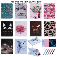 PU Leather Case for iPad Pro 12 9 Case 2020 2018 Smart Kawaii Cat Feather Folio for iPad Pro 2020 4th Generation Case 12.9 Cover
