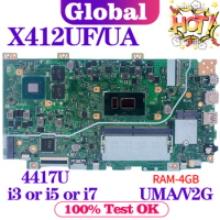 KEFU Mainboard For ASUS X412UF For ASUS X412UA X412U X412UB F412U J412U A412U Laptop Motherboard I5 I7 7th/8th Gen 4G/RAM