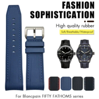 22mm 23mm Curved End Watchband for Swatch X Blancpain Fifty Fathoms Five Ocean Series Waterproof Soft Diving Rubber Watch Strap