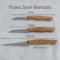 Pisau Ukir Buah / Pisau Garnish / Pisau Dapur 3pcs Gagang Kayu