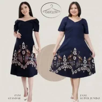 Evercloth Zani Dress Batik Wanita Terusan Batik Couple Modern Kebaya Couple Set Seragam Family JUMBO