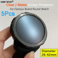5Pcs For Garmin Citizen Fossil Amazfit Round Watch 26-42mm Diameter Clear/Matte Screen Protector 39mm 31mm Soft Film -Not Glass