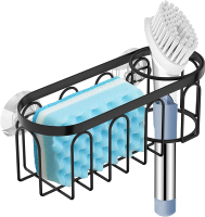 2-in-1 Sponge Holder for Kitchen Sink Suction Cup Rack/Caddy No Drill Rustproof Organizer for Place 